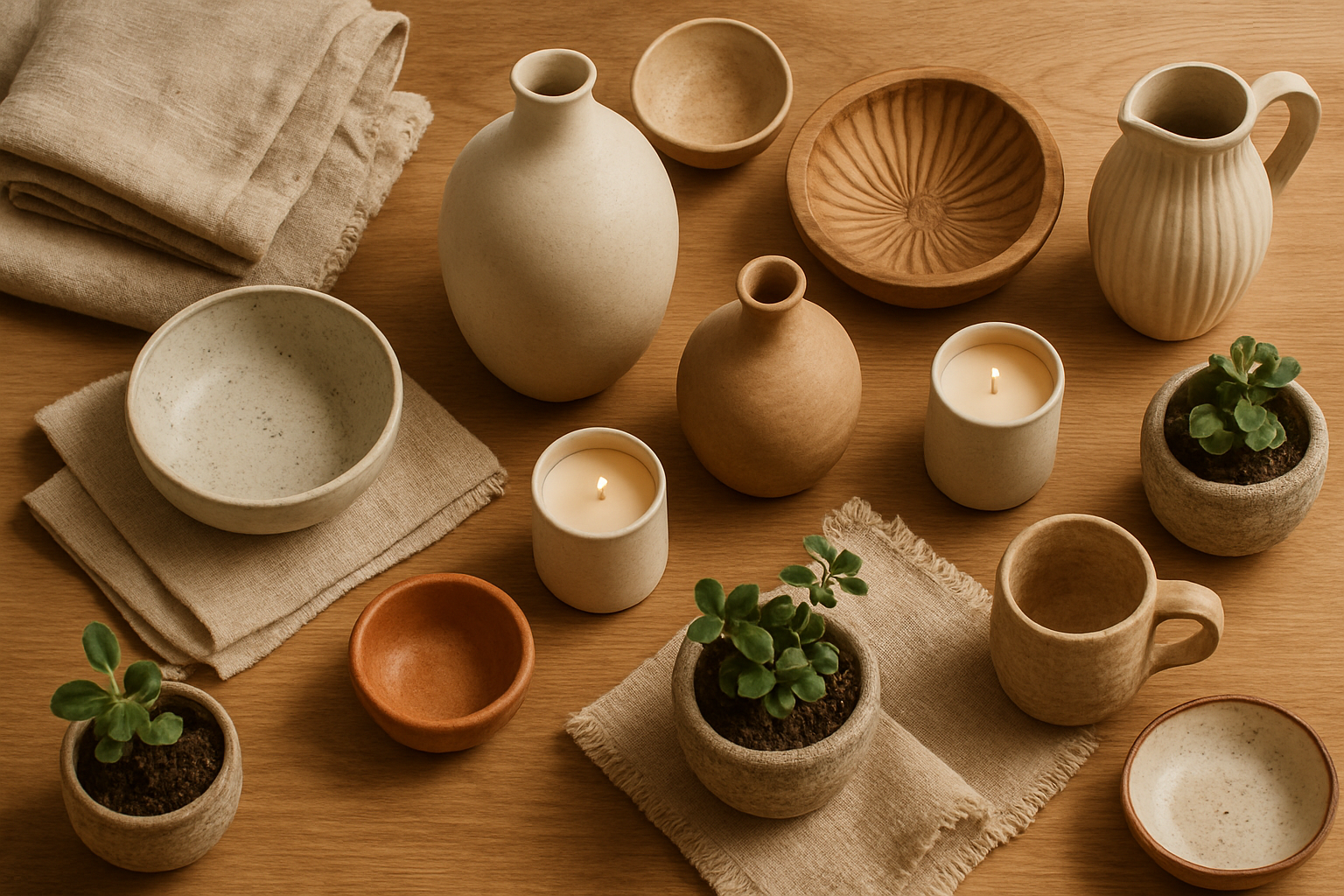 a shot of a nice tabletop filled with various homeware products