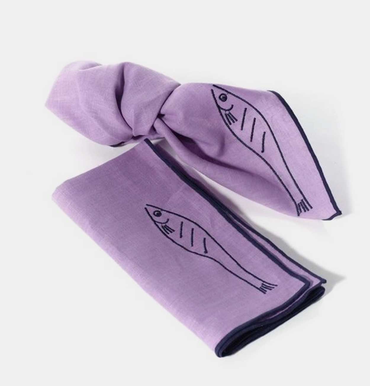 MÆGEN Linen Blend Napkins - Fish (Set of 2)