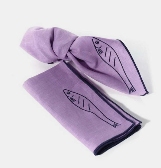 MÆGEN Linen Blend Napkins - Fish (Set of 2)